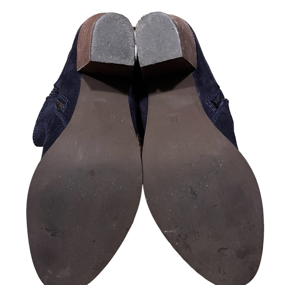 Diba Ankle Boots Navy Blue Leather Suede Round Toe Zip Block Heel Size 10M - Picture 4 of 9